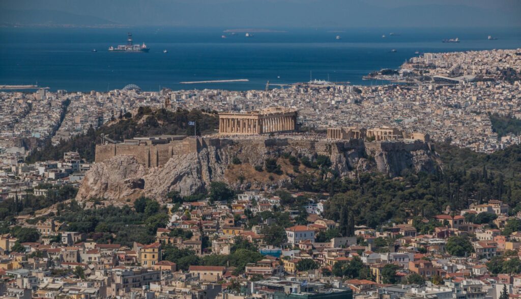 Athens airport transfer service with Acropolis and sea view