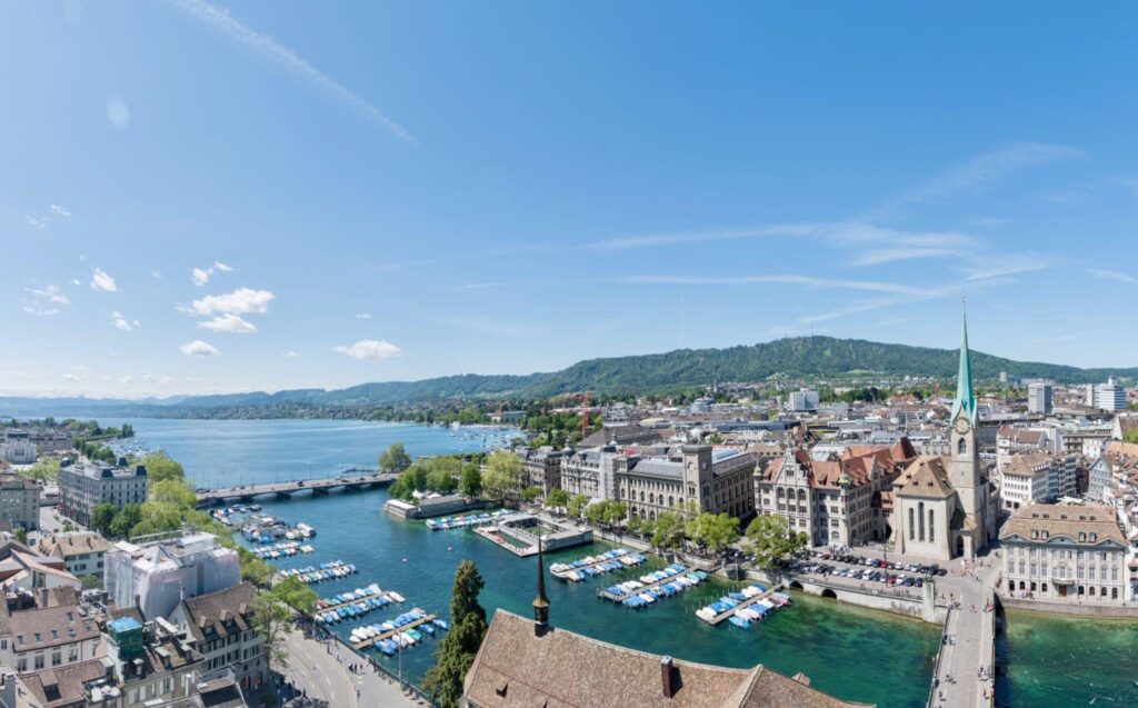 Zurich airport transfer service with lake view