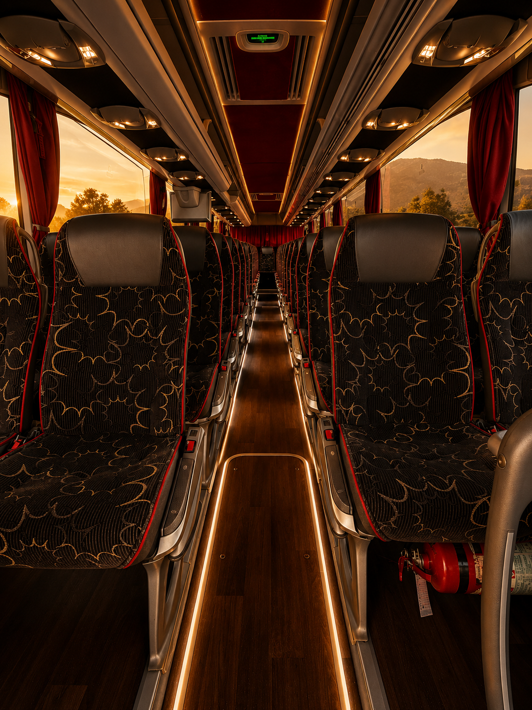 Luxury coach bus spacious passenger interior