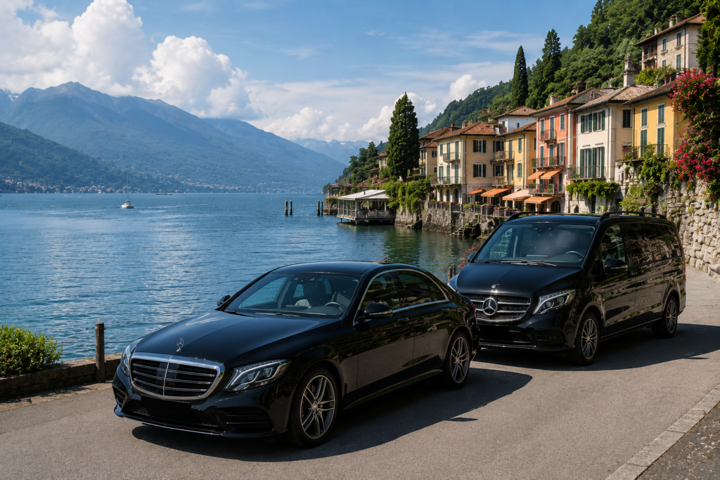 Private transfer from Milan Malpensa Airport MXP to Varenna with luxury chauffeur service on Lake Como